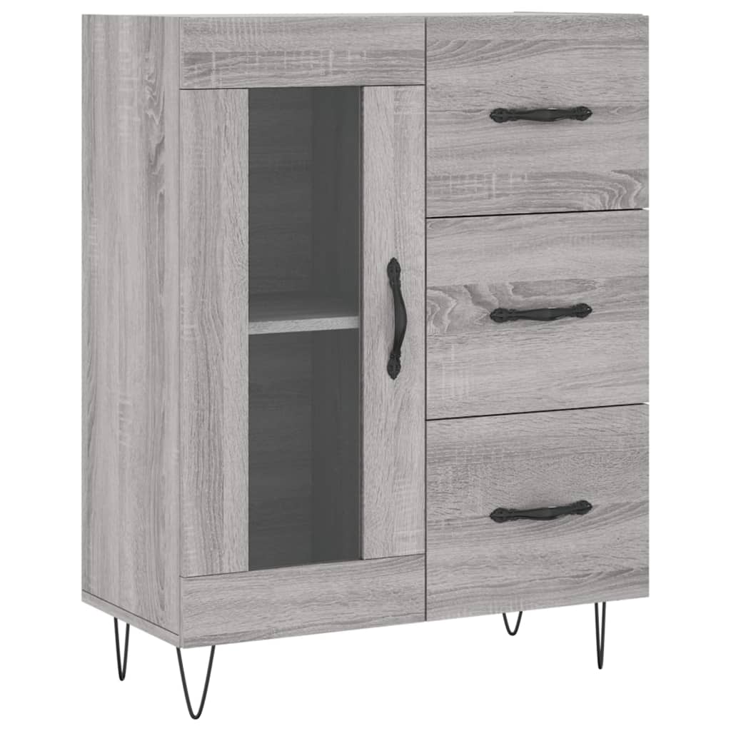 højskab 69,5x34x180 cm konstrueret træ grå sonoma-eg