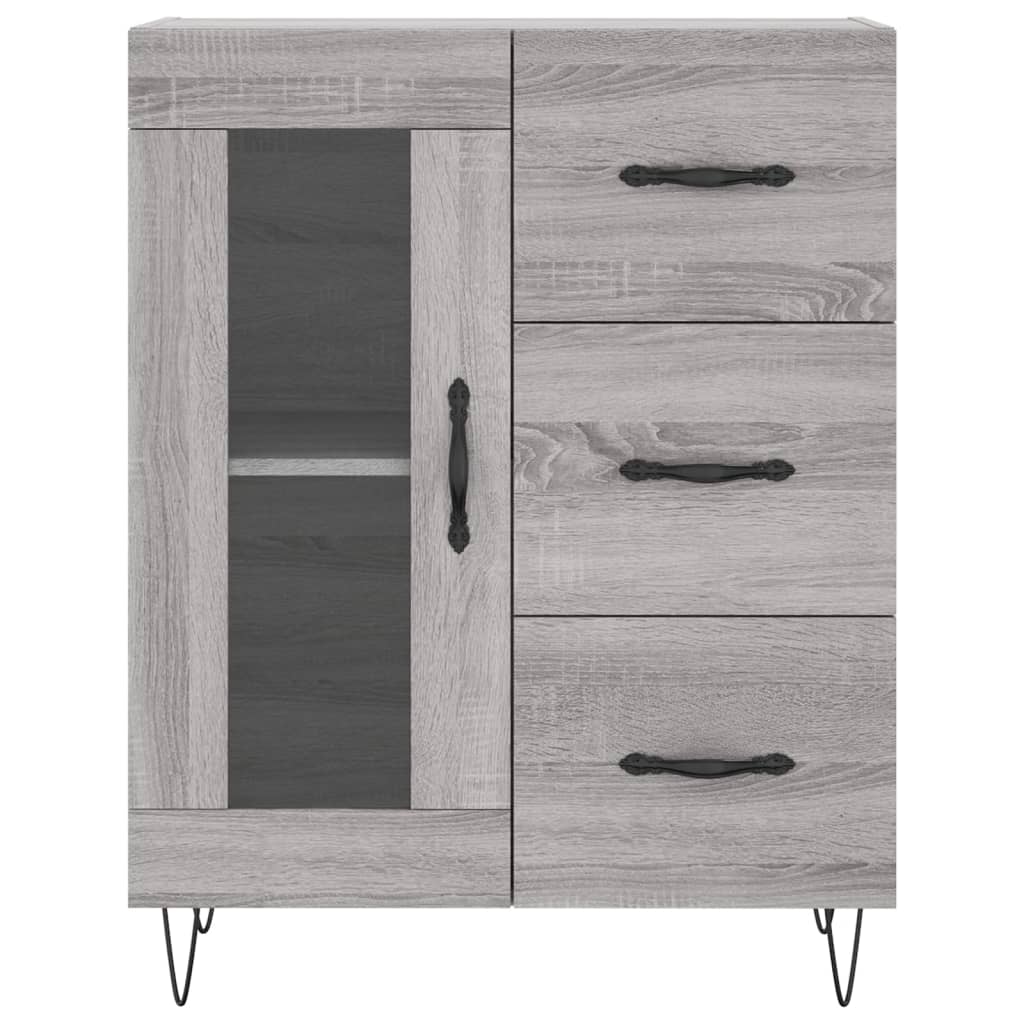højskab 69,5x34x180 cm konstrueret træ grå sonoma-eg