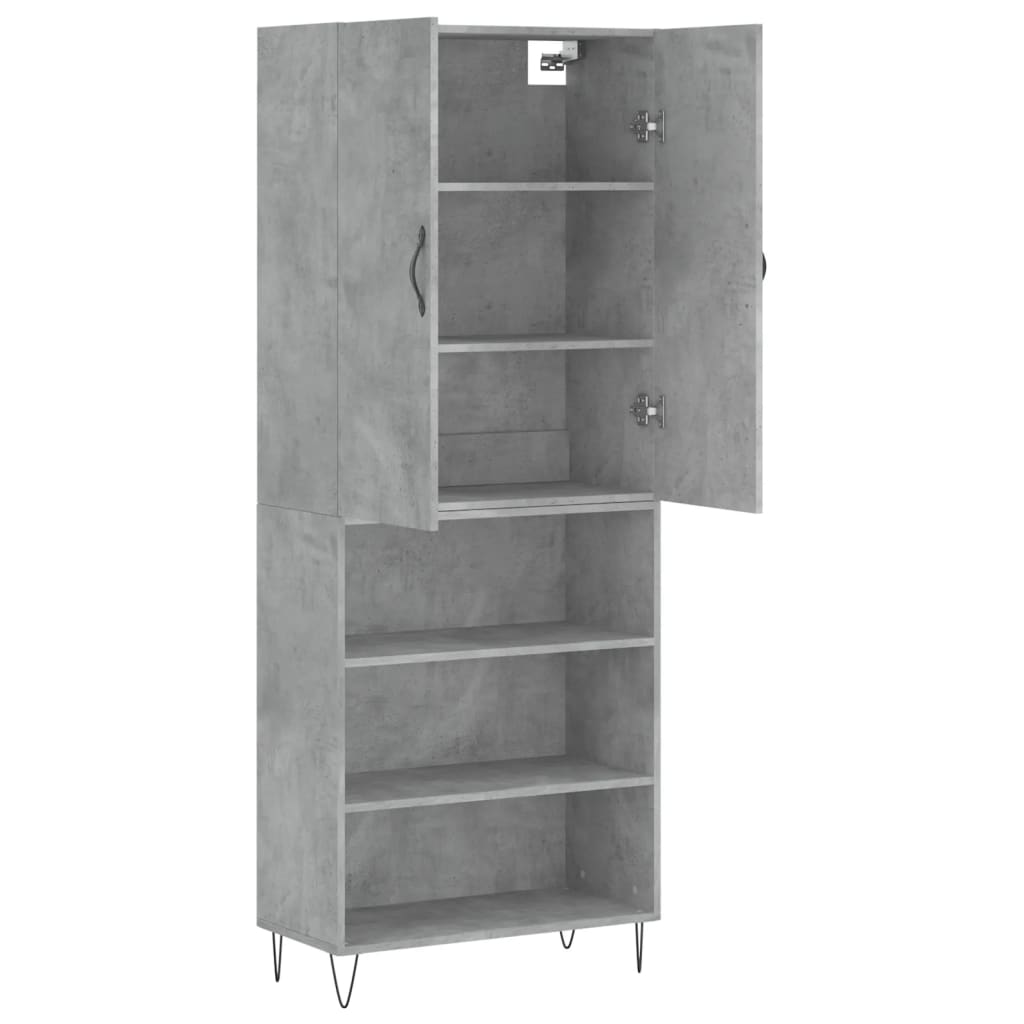 højskab 69,5x34x180 cm konstrueret træ betongrå