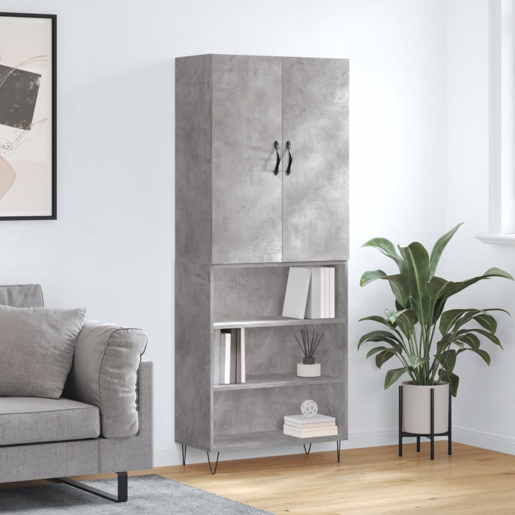 højskab 69,5x34x180 cm konstrueret træ betongrå