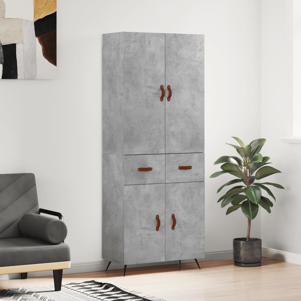 højskab 69,5x34x180 cm konstrueret træ betongrå