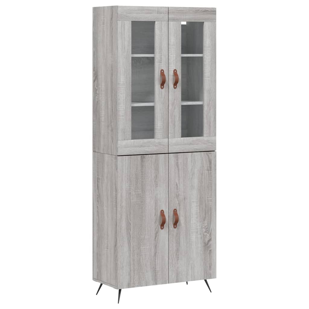 højskab 69,5x34x180 cm konstrueret træ grå sonoma-eg