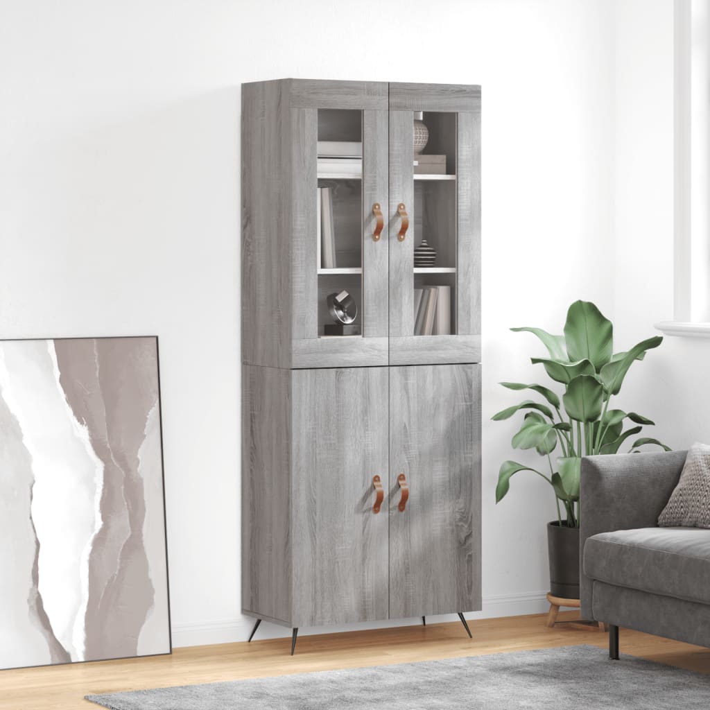 højskab 69,5x34x180 cm konstrueret træ grå sonoma-eg