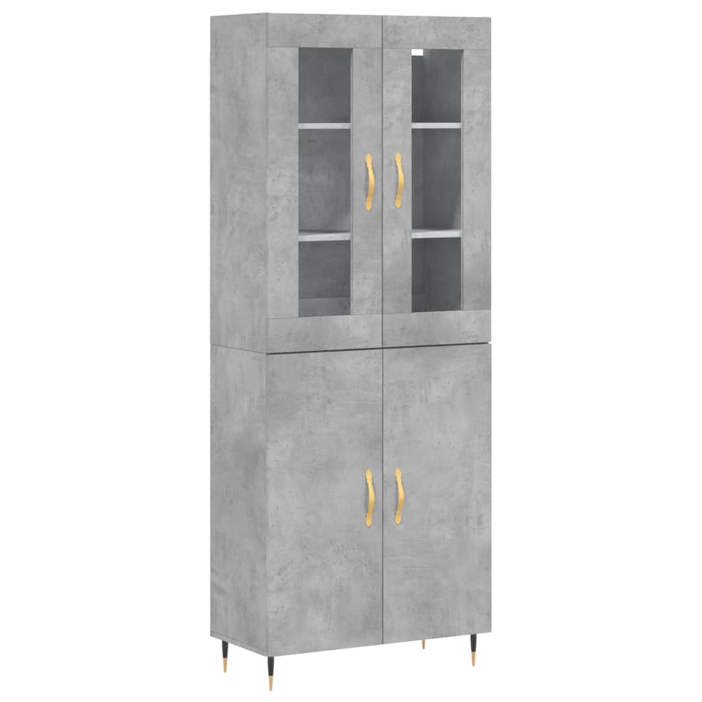 højskab 69,5x34x180 cm konstrueret træ betongrå