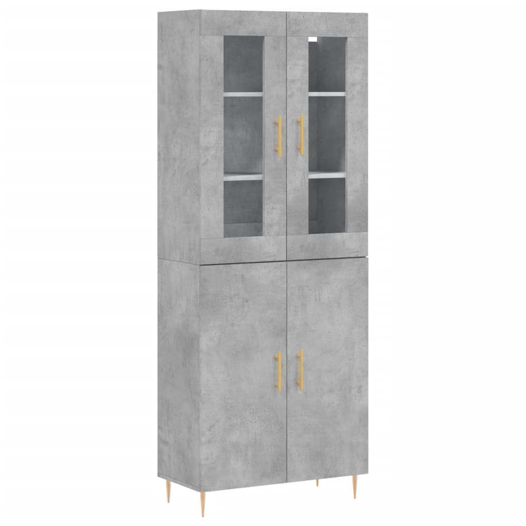 højskab 69,5x34x180 cm konstrueret træ betongrå