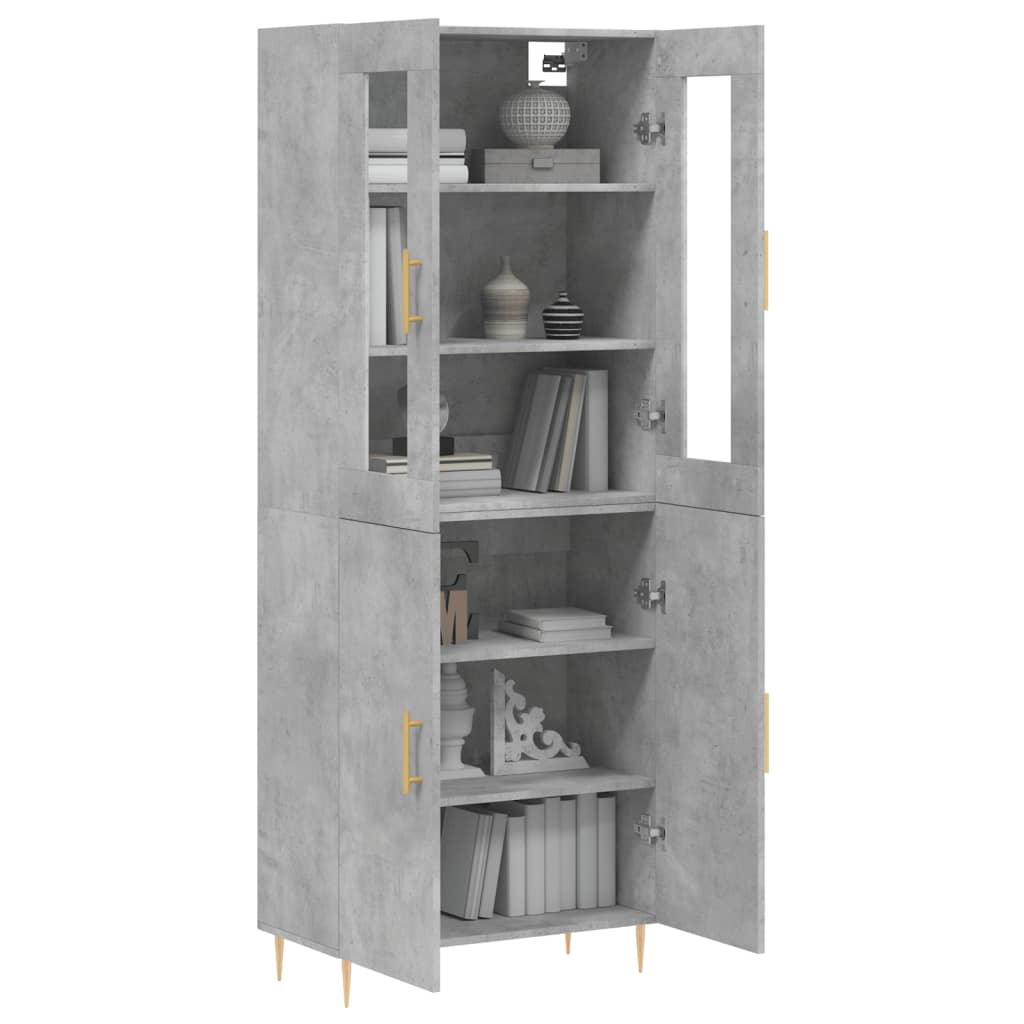 højskab 69,5x34x180 cm konstrueret træ betongrå