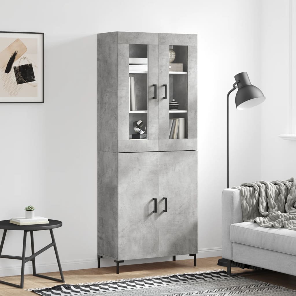 højskab 69,5x34x180 cm konstrueret træ betongrå