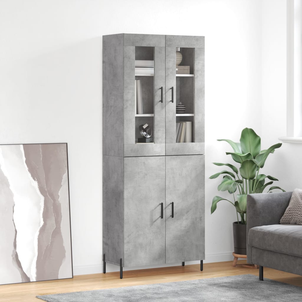 højskab 69,5x34x180 cm konstrueret træ betongrå