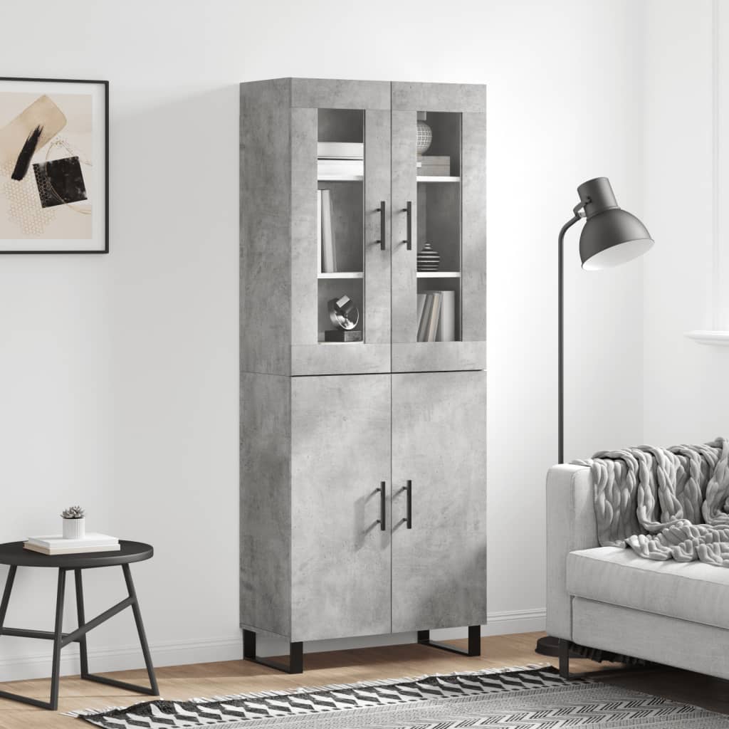 højskab 69,5x34x180 cm konstrueret træ betongrå