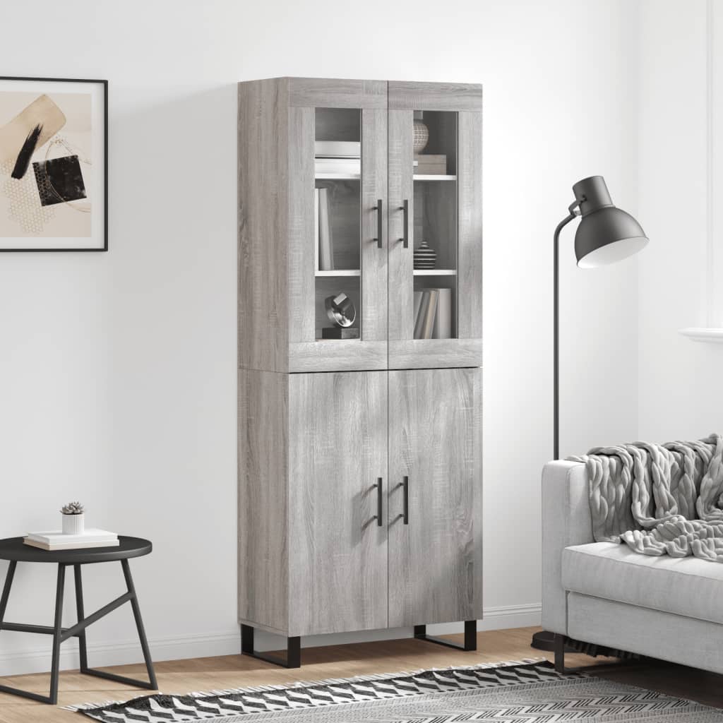 højskab 69,5x34x180 cm konstrueret træ grå sonoma-eg