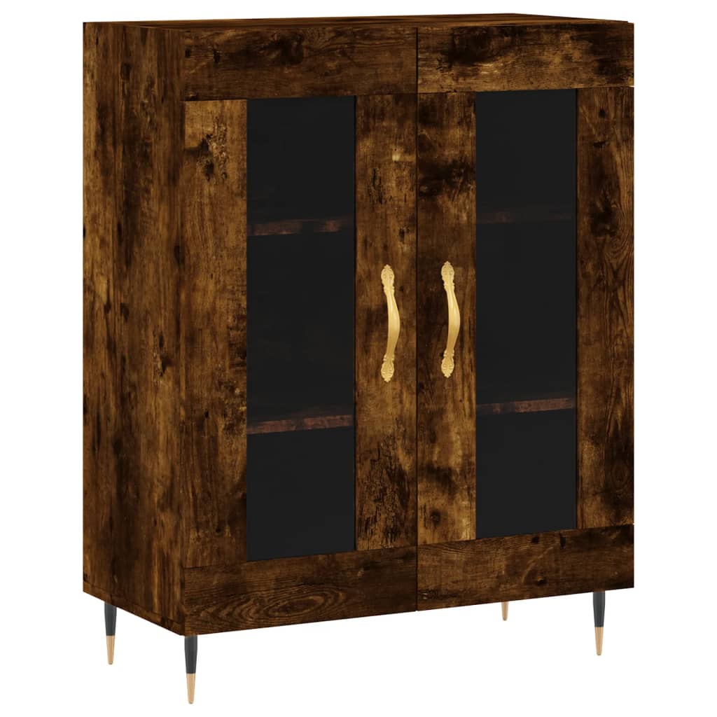 højskab 69,5x34x180 cm konstrueret træ røget egetræsfarve