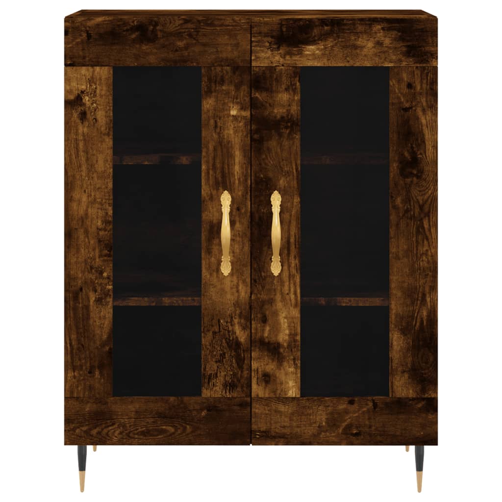 højskab 69,5x34x180 cm konstrueret træ røget egetræsfarve