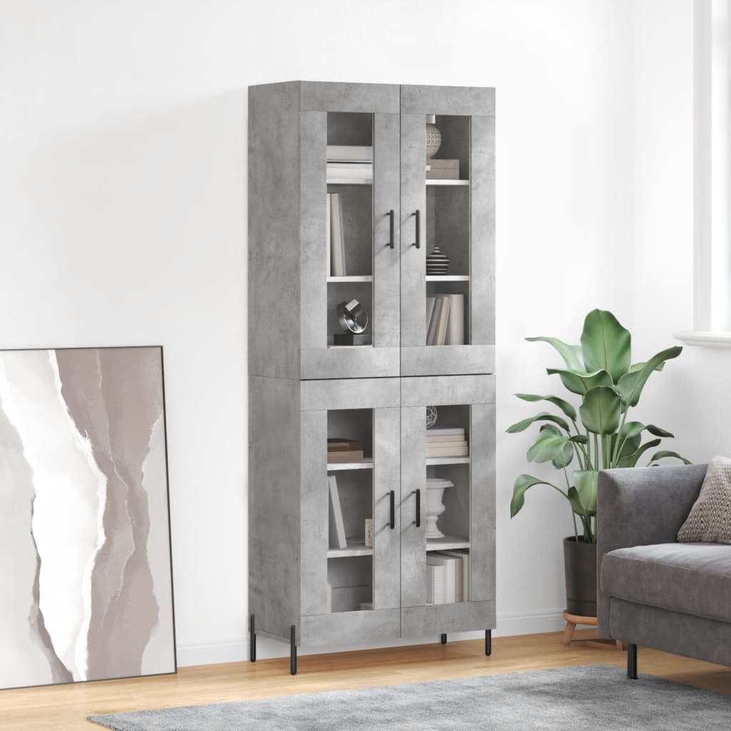 højskab 69,5x34x180 cm konstrueret træ betongrå