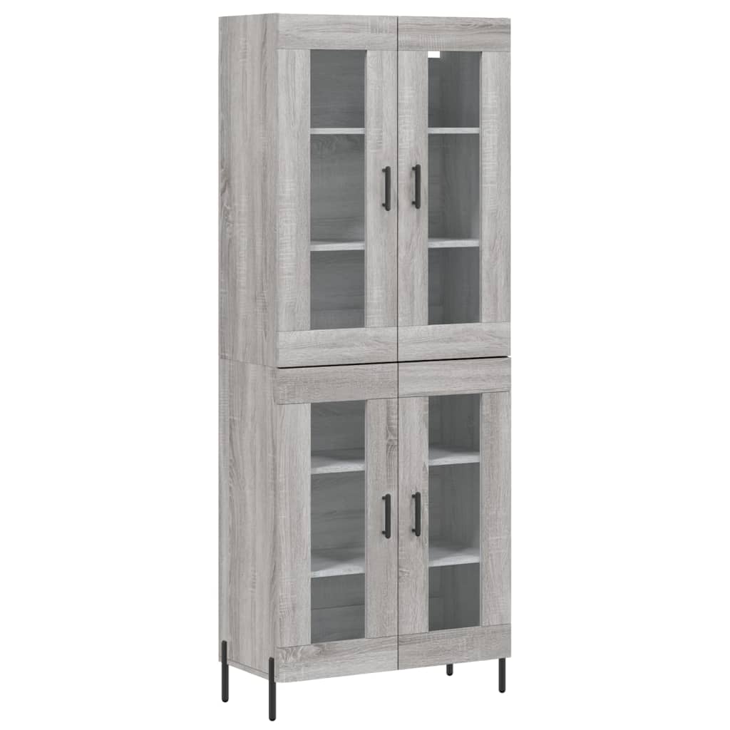 højskab 69,5x34x180 cm konstrueret træ grå sonoma-eg