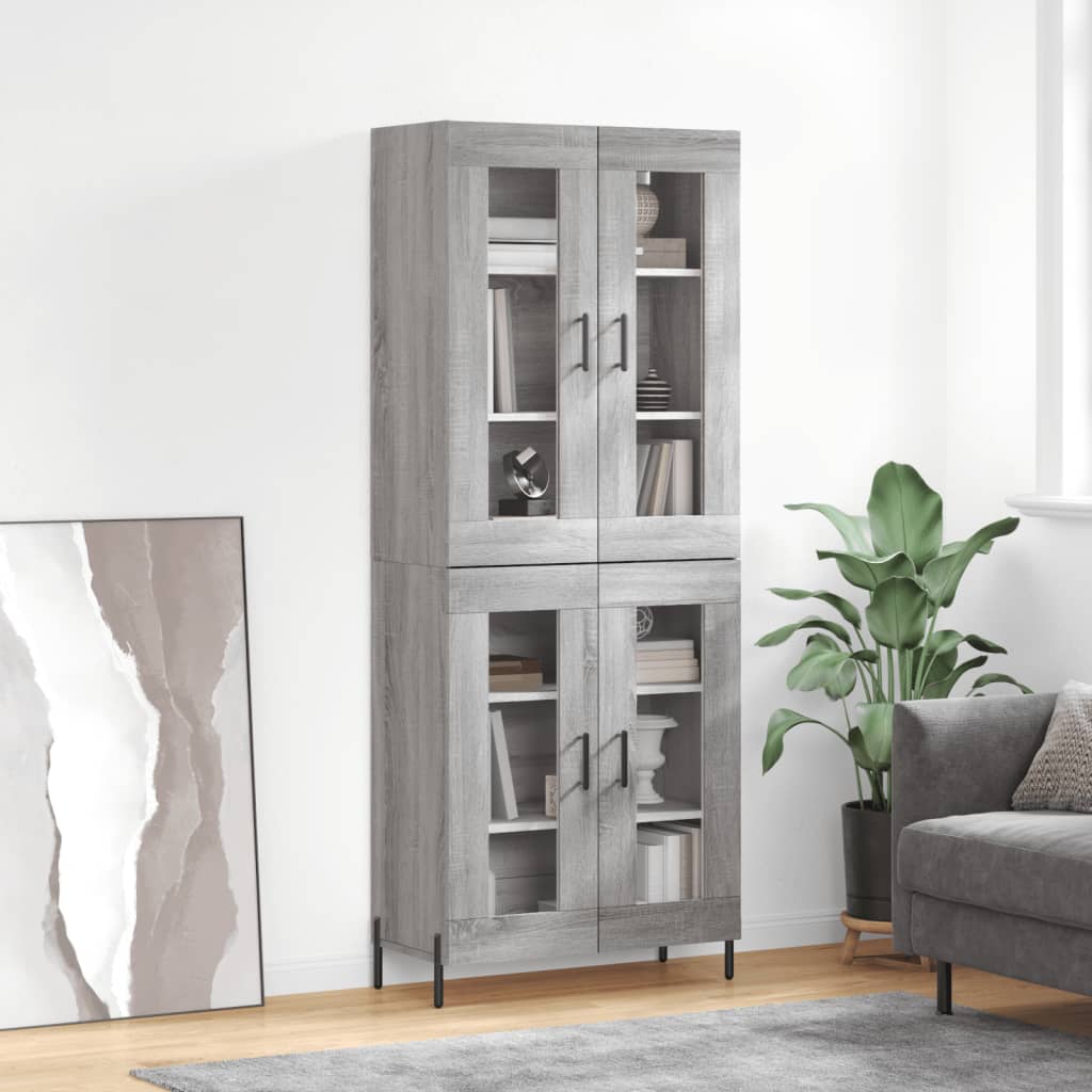højskab 69,5x34x180 cm konstrueret træ grå sonoma-eg