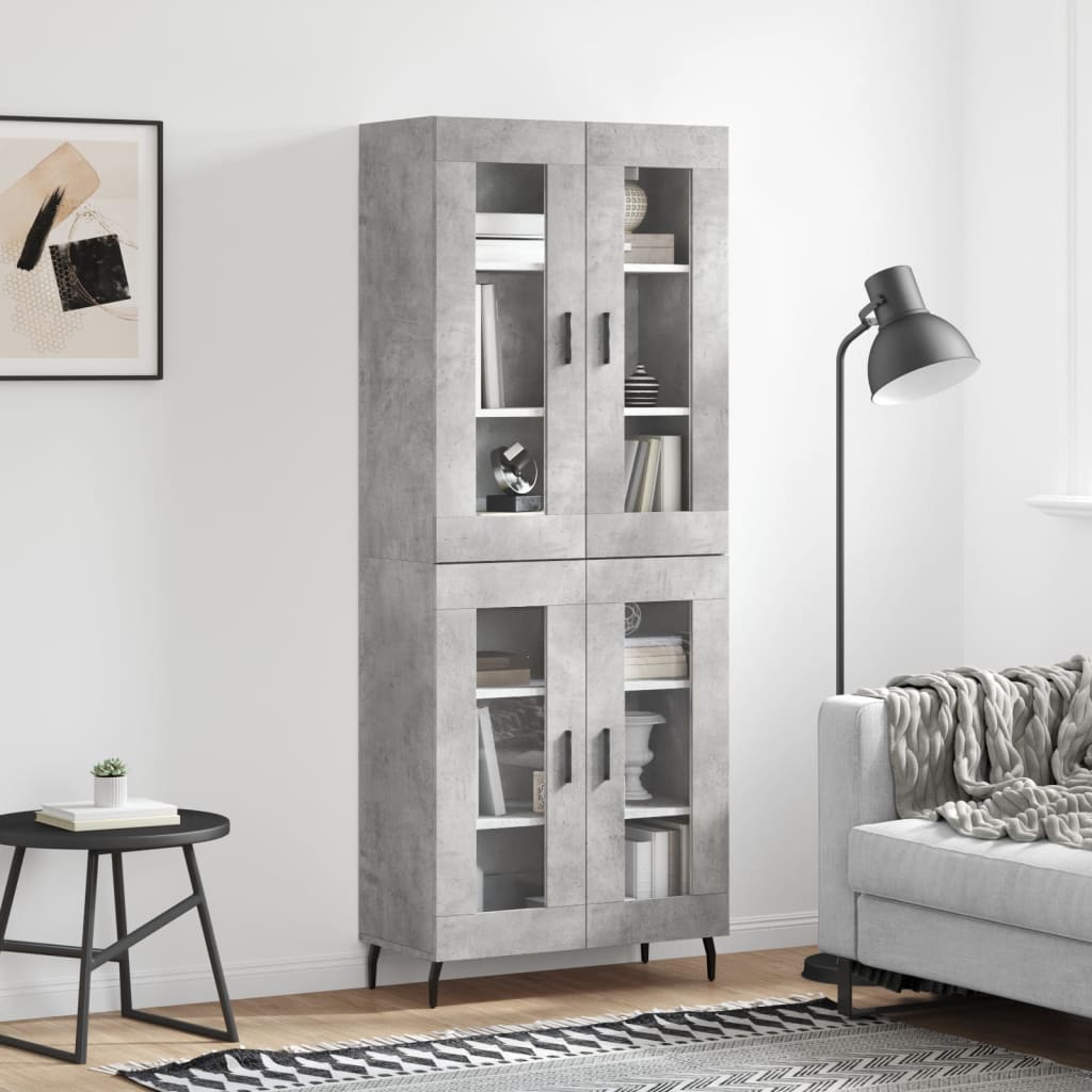 højskab 69,5x34x180 cm konstrueret træ betongrå