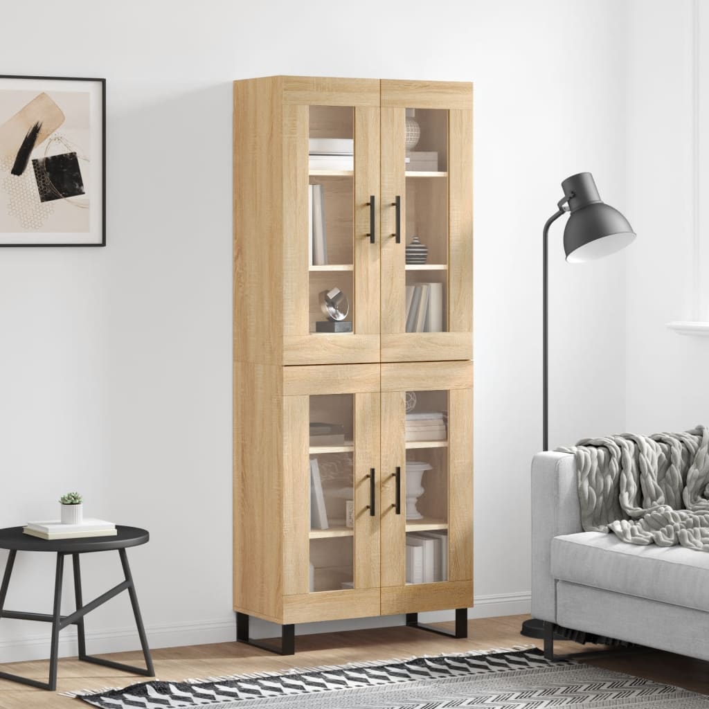 højskab 69,5x34x180 cm konstrueret træ sonoma-eg
