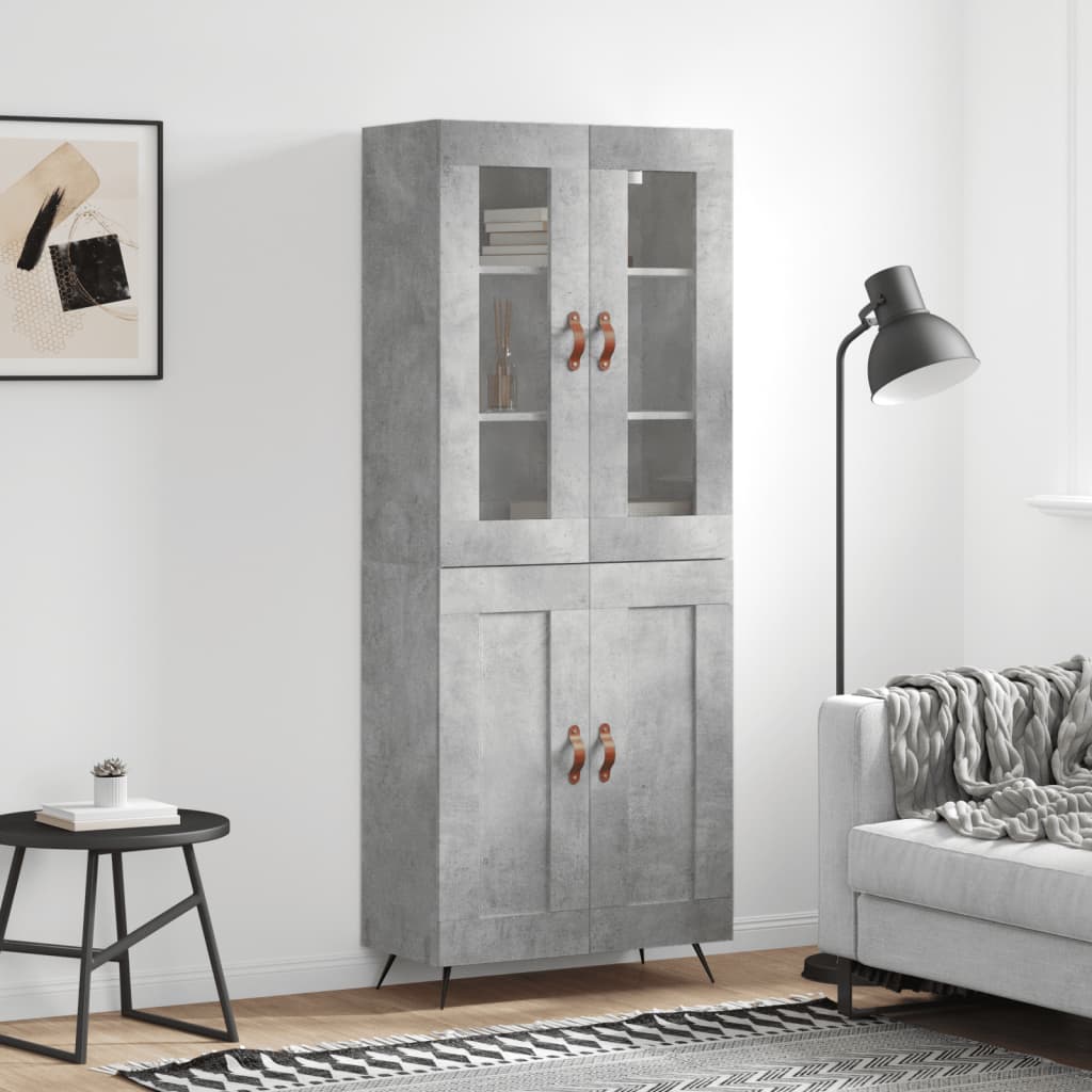 højskab 69,5x34x180 cm konstrueret træ betongrå