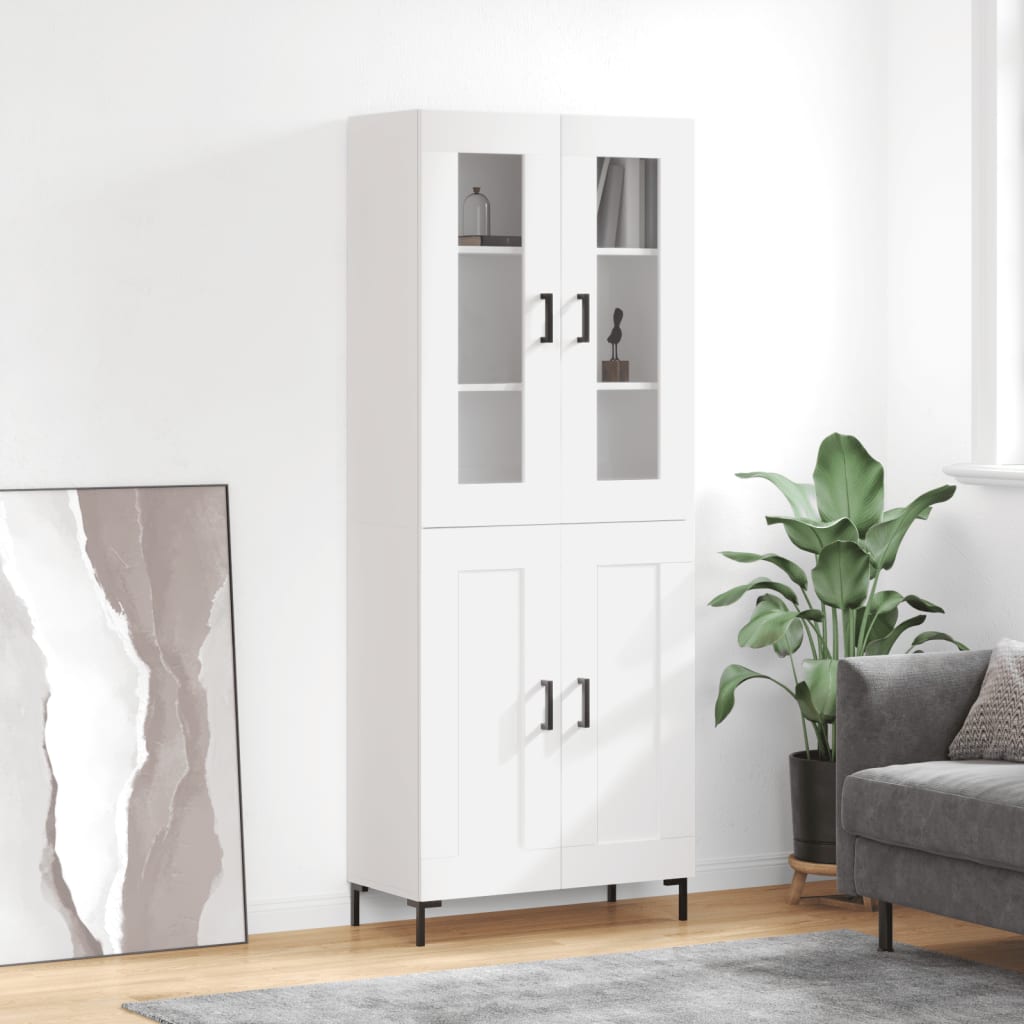 højskab 69,5x34x180 cm konstrueret træ hvid