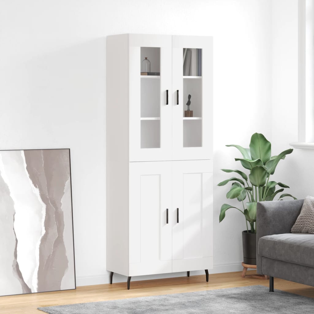 højskab 69,5x34x180 cm konstrueret træ hvid