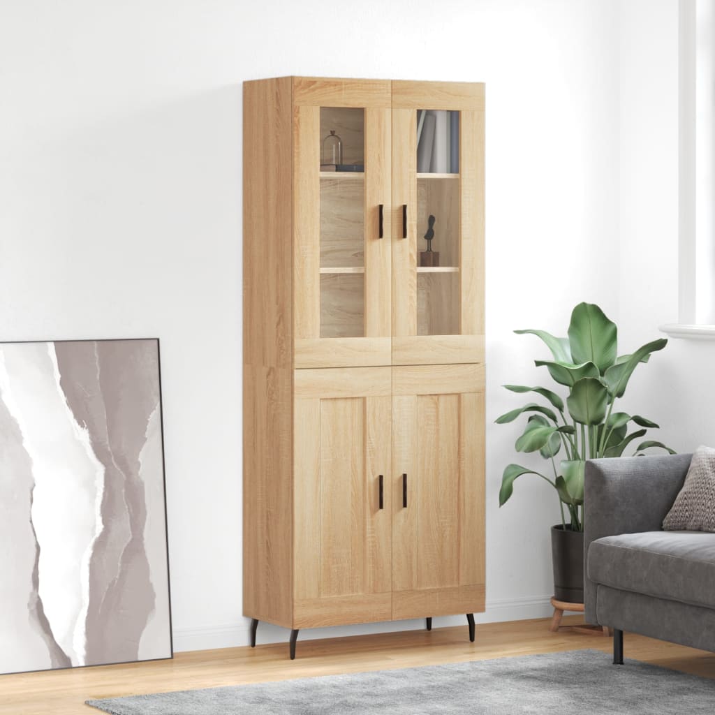højskab 69,5x34x180 cm konstrueret træ sonoma-eg