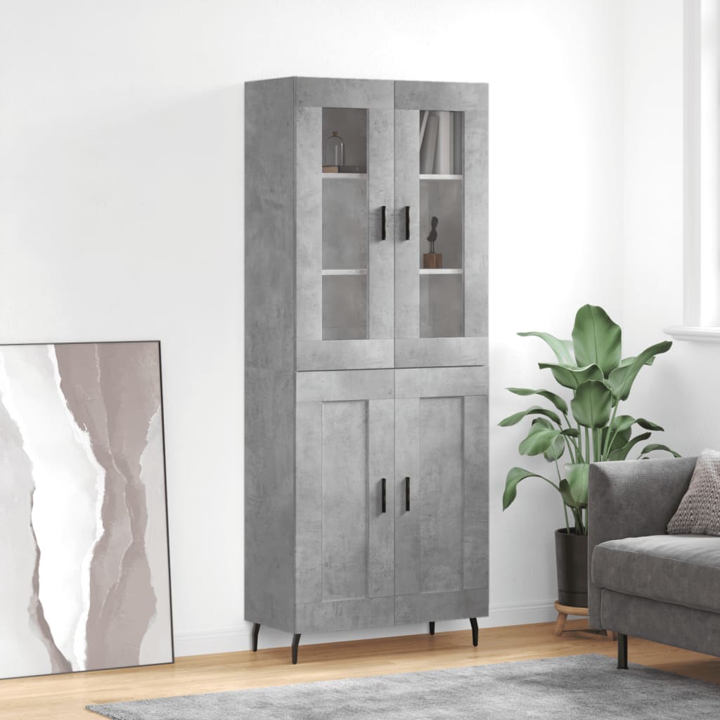 højskab 69,5x34x180 cm konstrueret træ betongrå