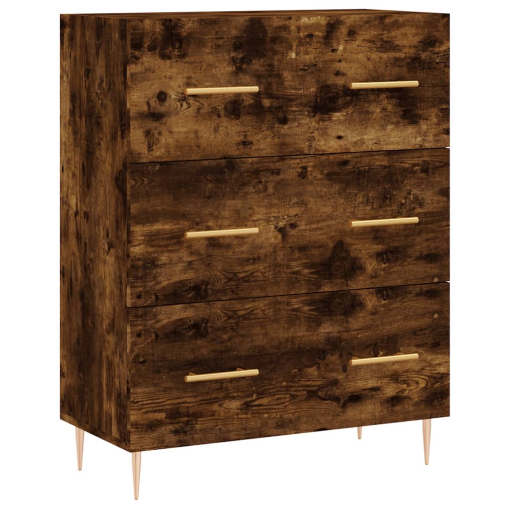 højskab 69,5x34x180 cm konstrueret træ røget egetræsfarve