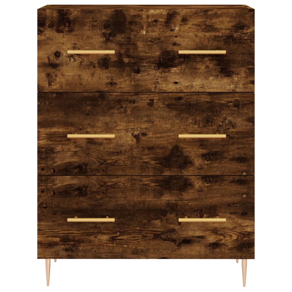 højskab 69,5x34x180 cm konstrueret træ røget egetræsfarve