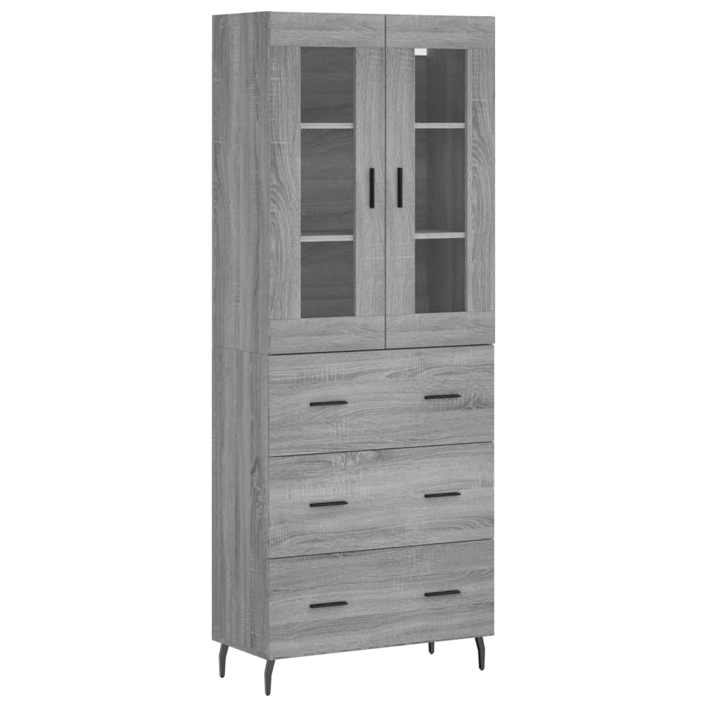 højskab 69,5x34x180 cm konstrueret træ grå sonoma-eg