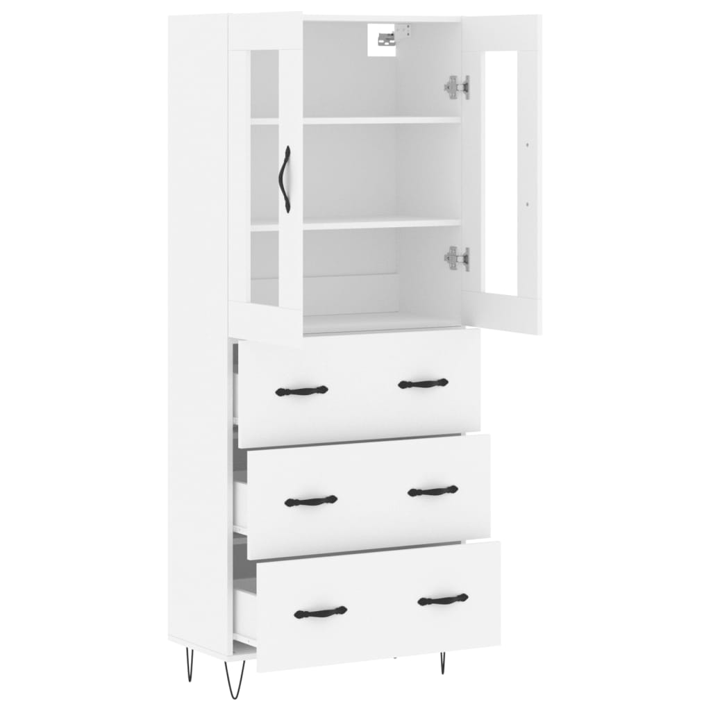 højskab 69,5x34x180 cm konstrueret træ hvid