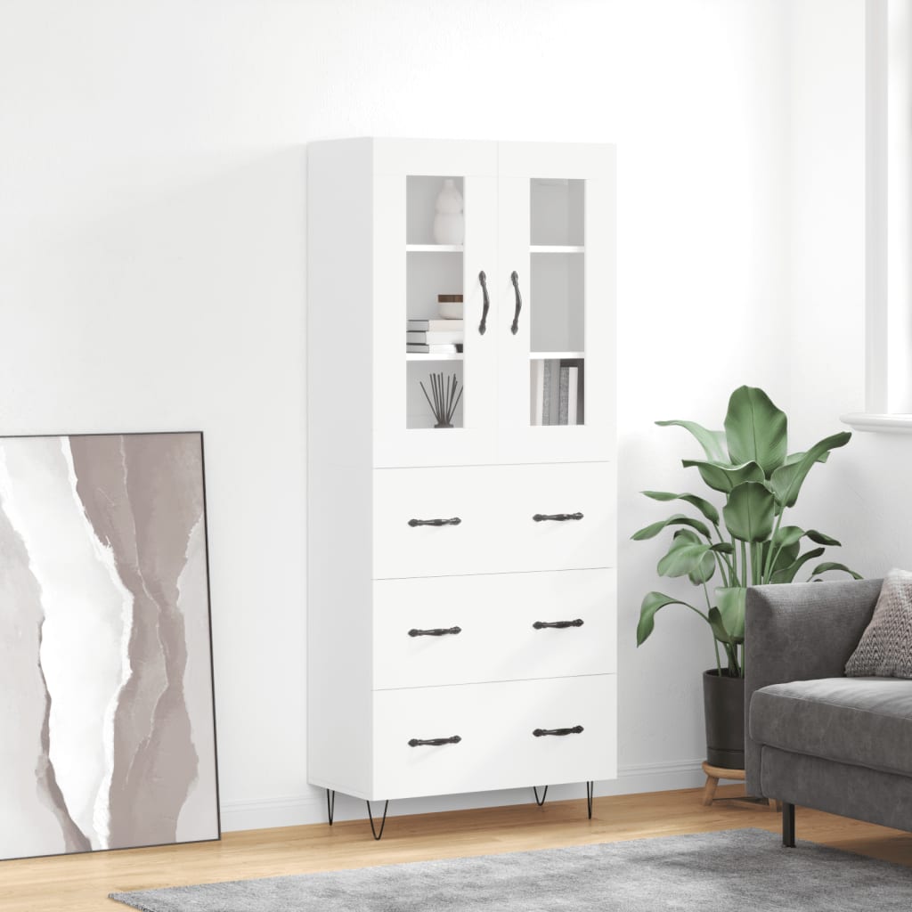 højskab 69,5x34x180 cm konstrueret træ hvid