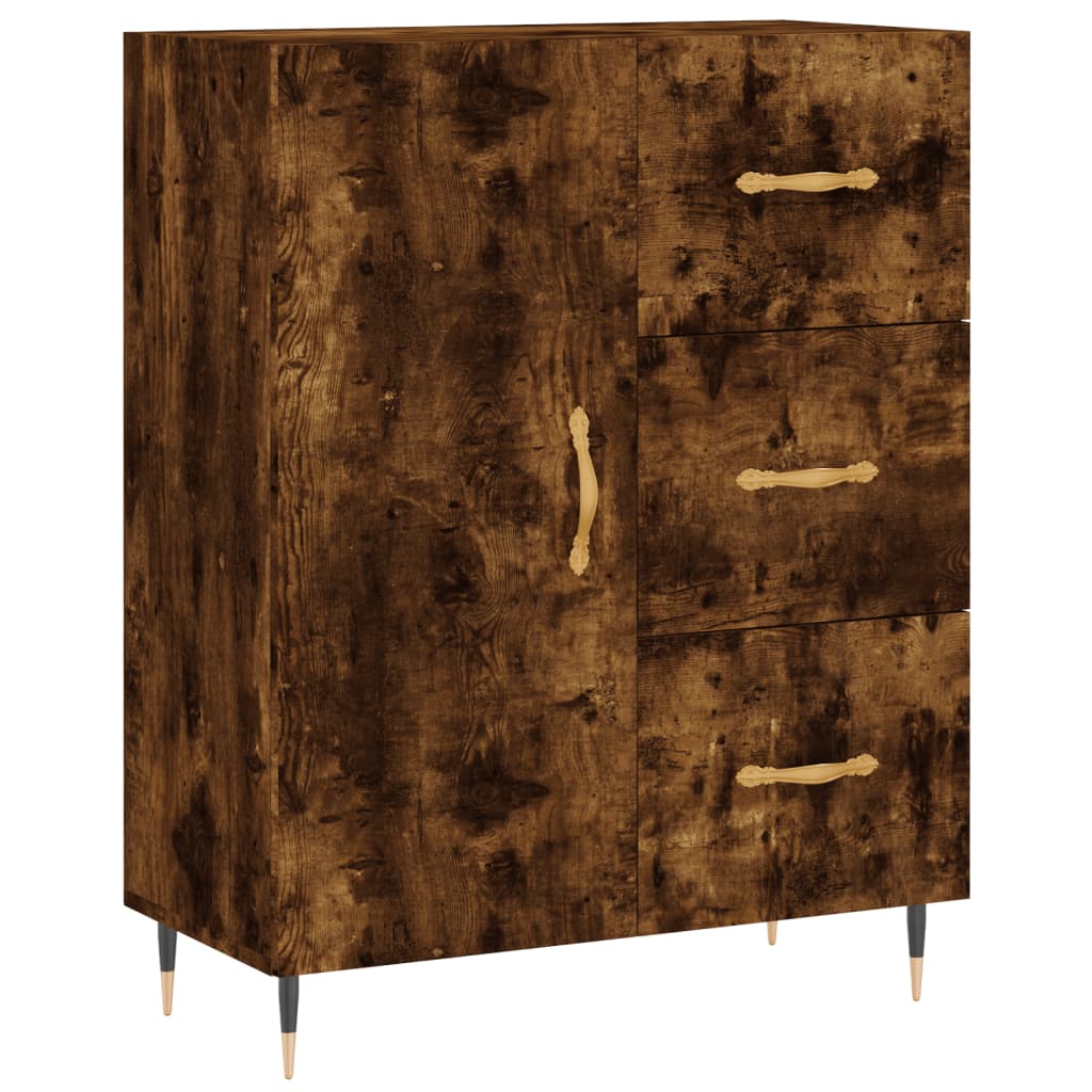 højskab 69,5x34x180 cm konstrueret træ røget egetræsfarve