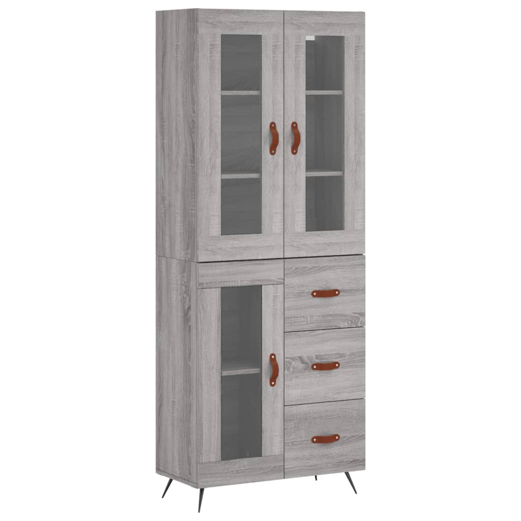 højskab 69,5x34x180 cm konstrueret træ grå sonoma-eg