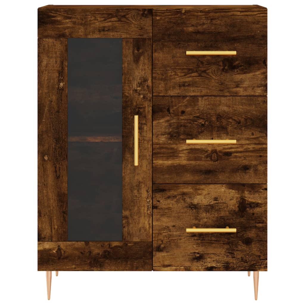 højskab 69,5x34x180 cm konstrueret træ røget egetræsfarve