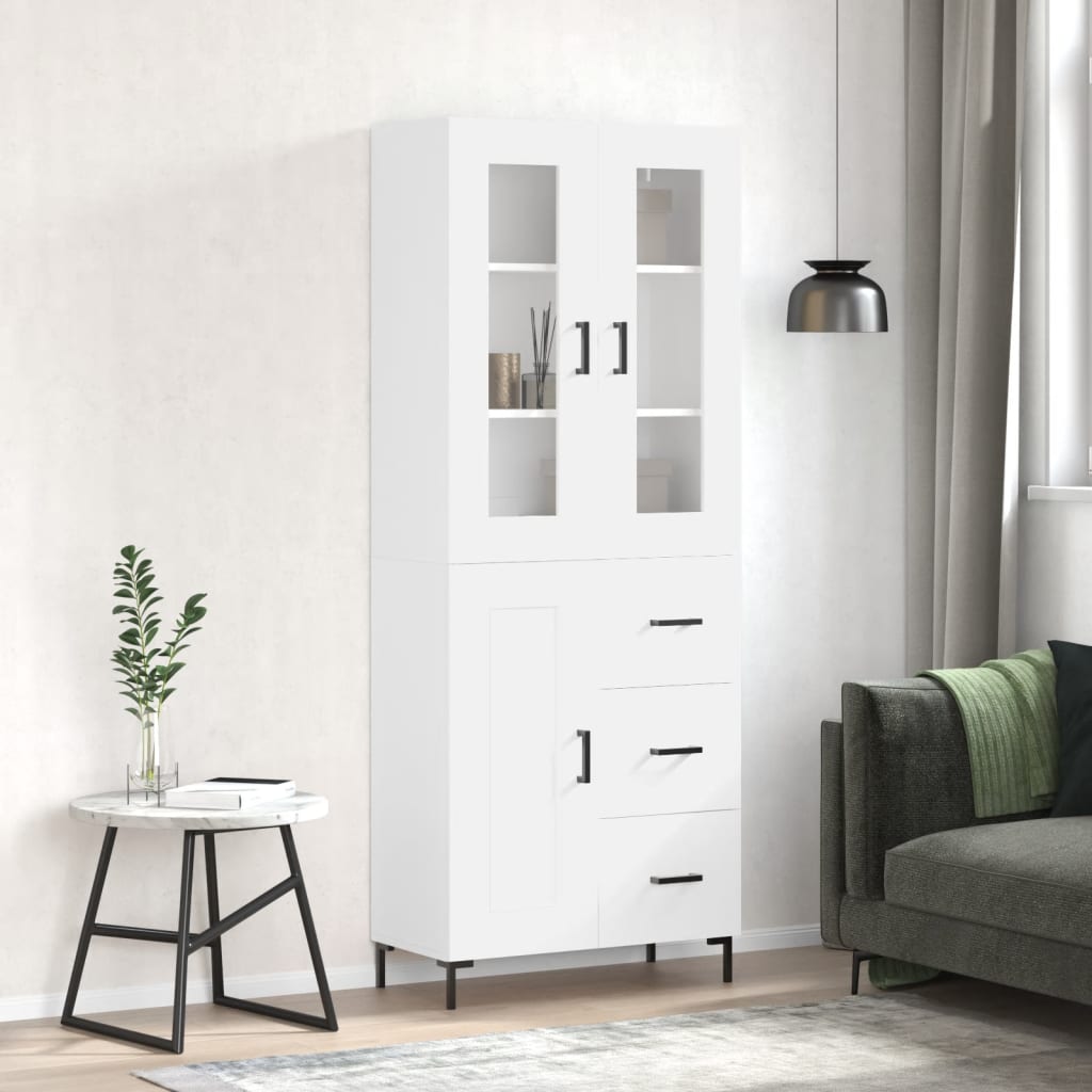 højskab 69,5x34x180 cm konstrueret træ hvid