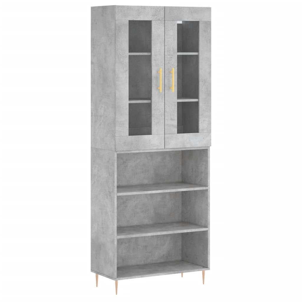 højskab 69,5x34x180 cm konstrueret træ betongrå