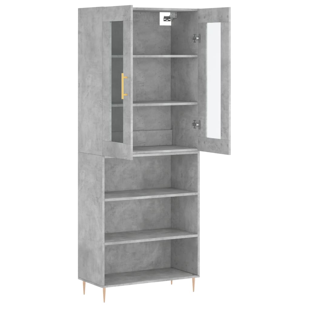 højskab 69,5x34x180 cm konstrueret træ betongrå