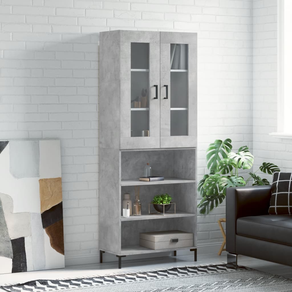 højskab 69,5x34x180 cm konstrueret træ betongrå