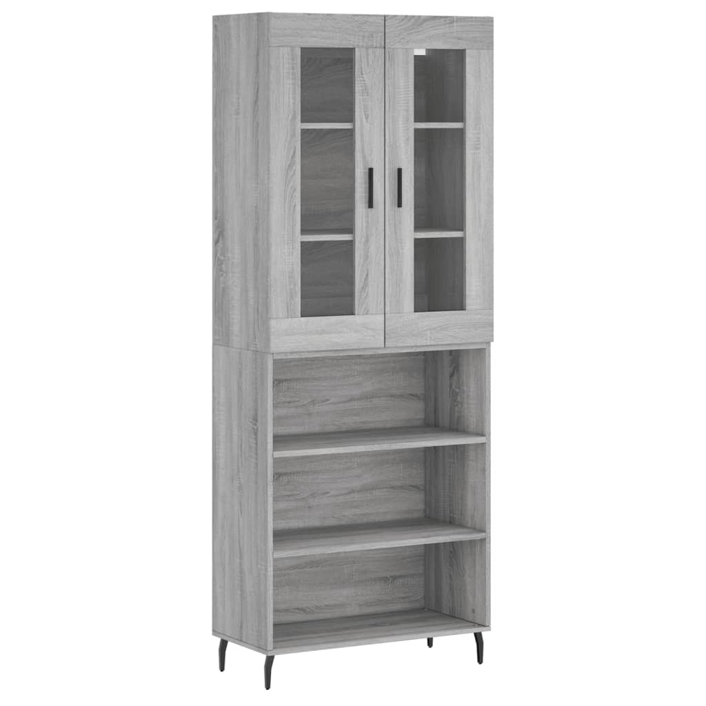 højskab 69,5x34x180 cm konstrueret træ grå sonoma-eg