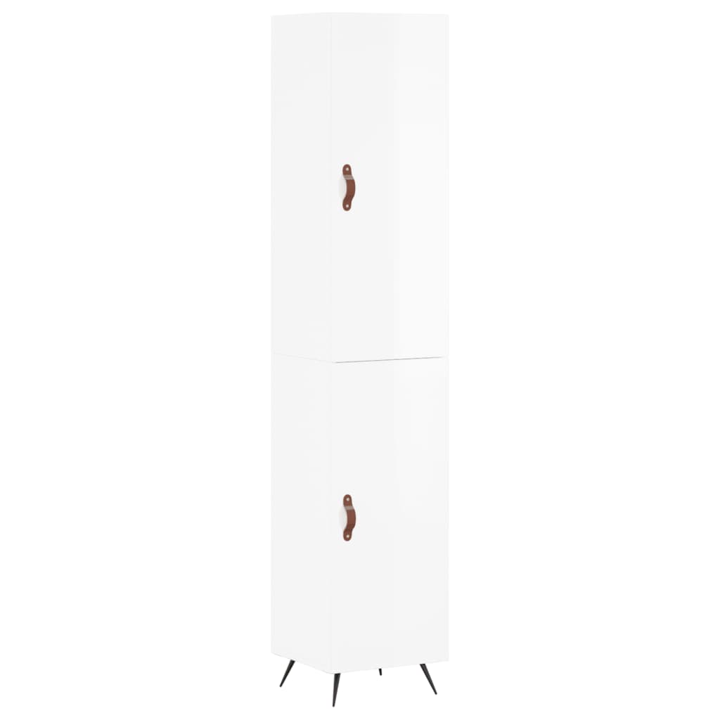 skab 34,5x34x180 cm konstrueret træ hvid højglans