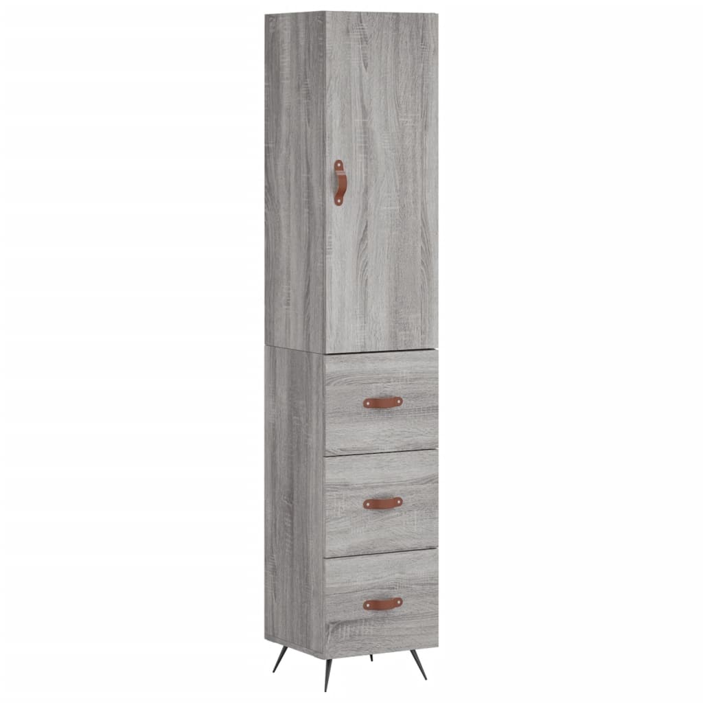 højskab 34,5x34x180 cm konstrueret træ grå sonoma-eg