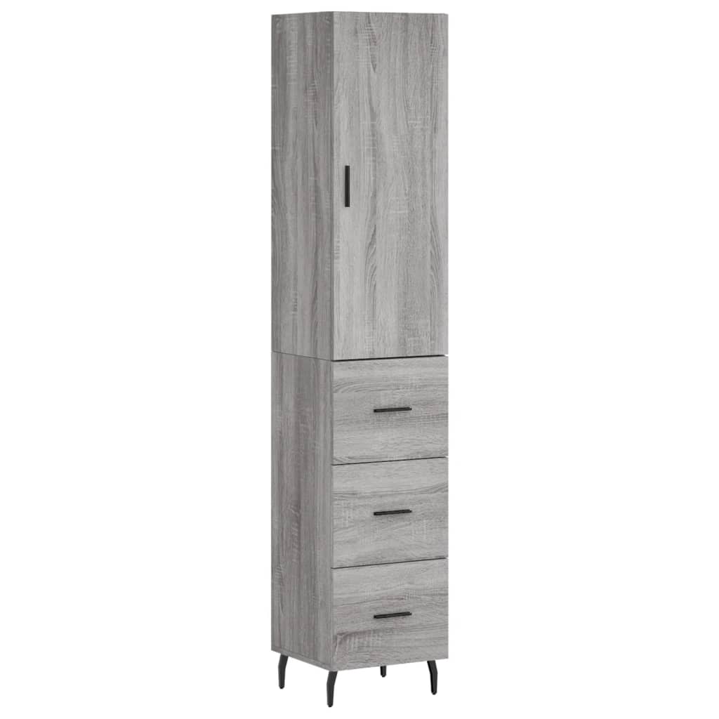 højskab 34,5x34x180 cm konstrueret træ grå sonoma-eg