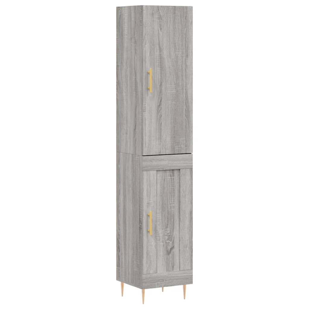 højskab 34,5x34x180 cm konstrueret træ grå sonoma-eg