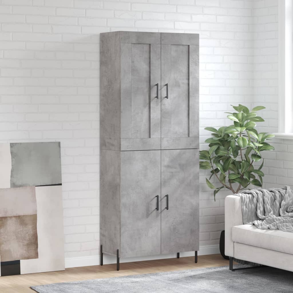 højskab 69,5x34x180 cm konstrueret træ betongrå