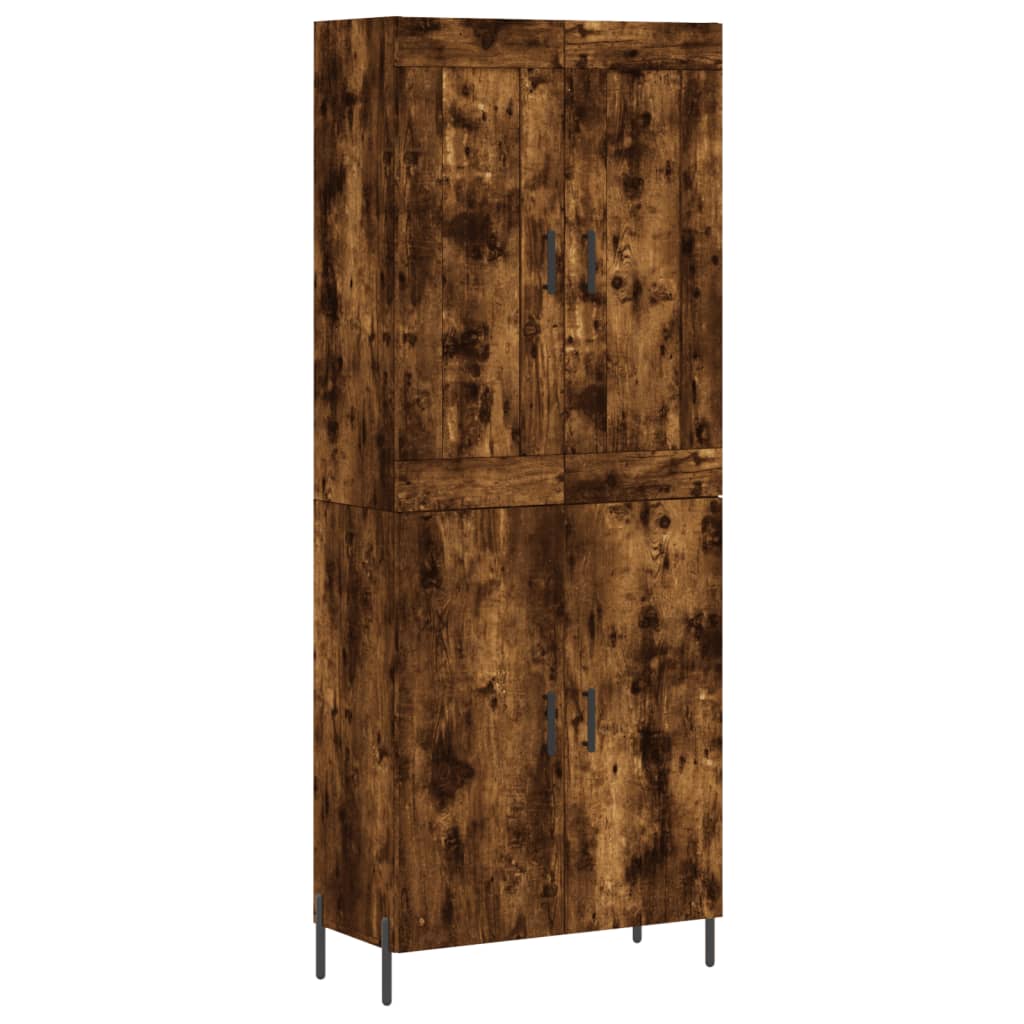 højskab 69,5x34x180 cm konstrueret træ røget egetræsfarve