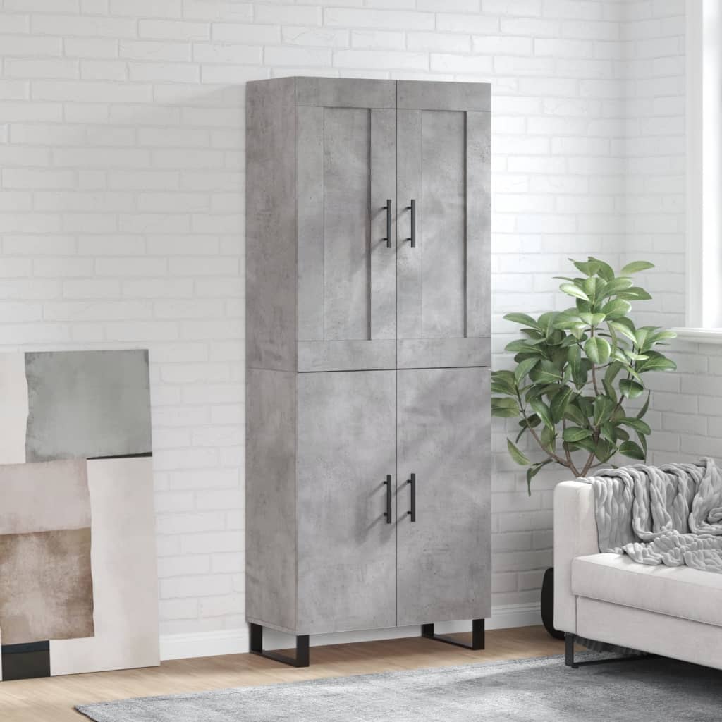 højskab 69,5x34x180 cm konstrueret træ betongrå