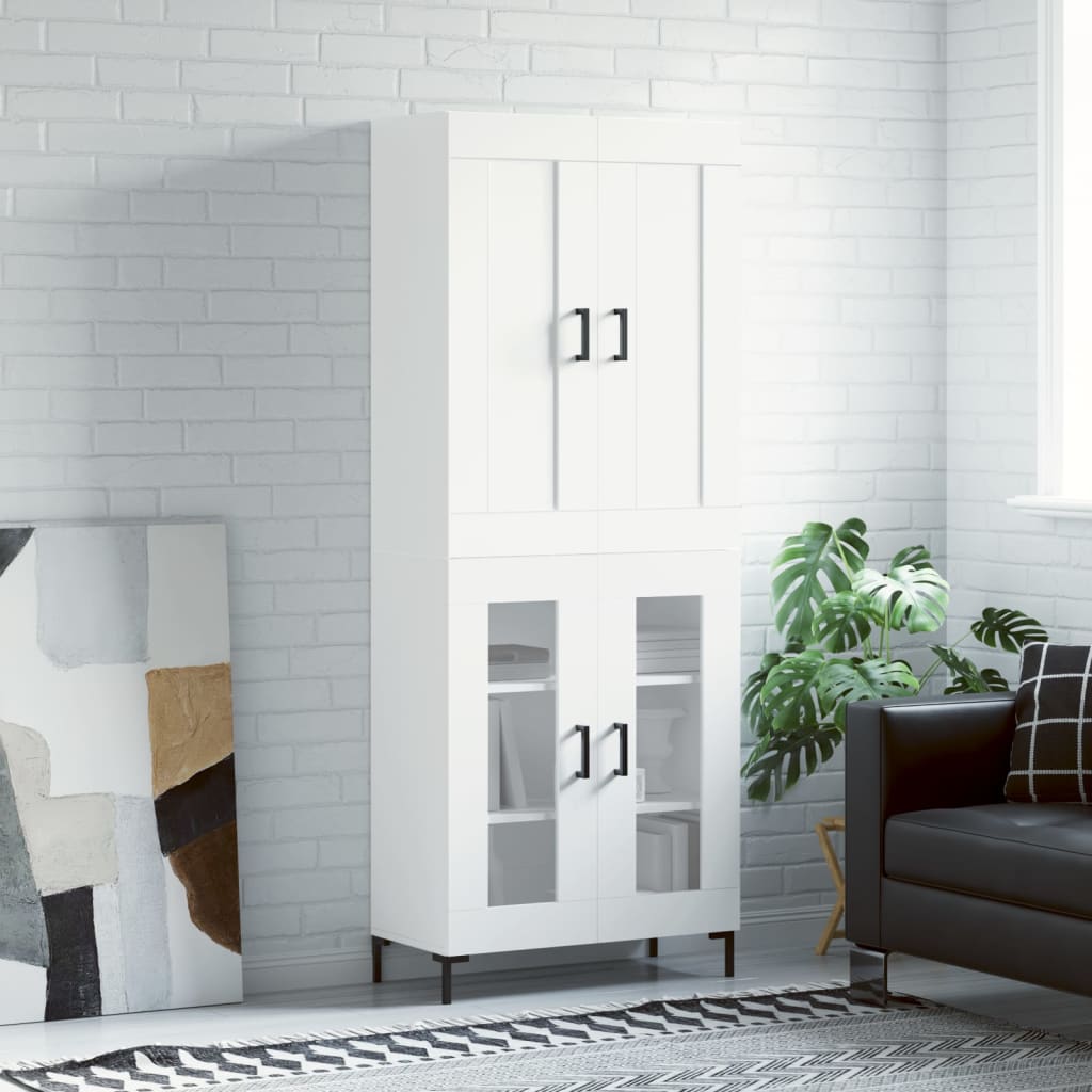 højskab 69,5x34x180 cm konstrueret træ hvid