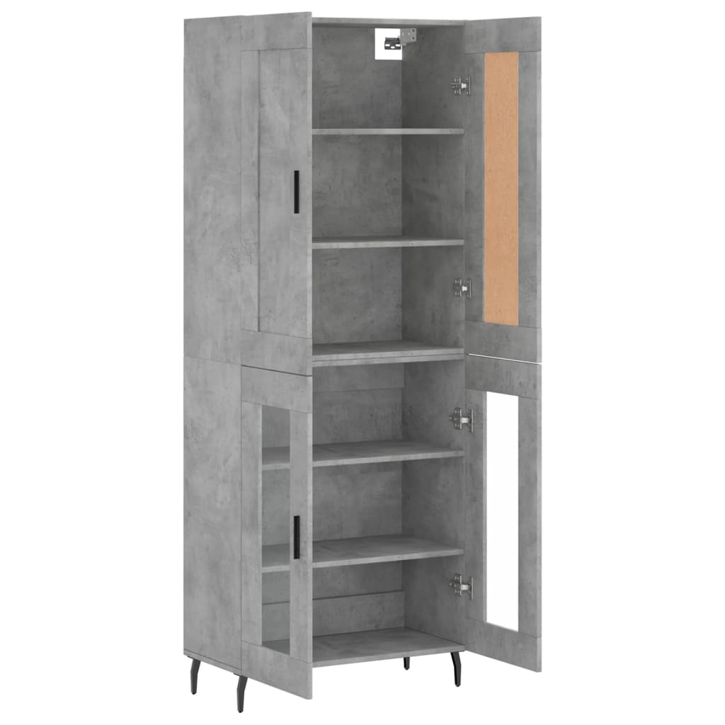 højskab 69,5x34x180 cm konstrueret træ betongrå