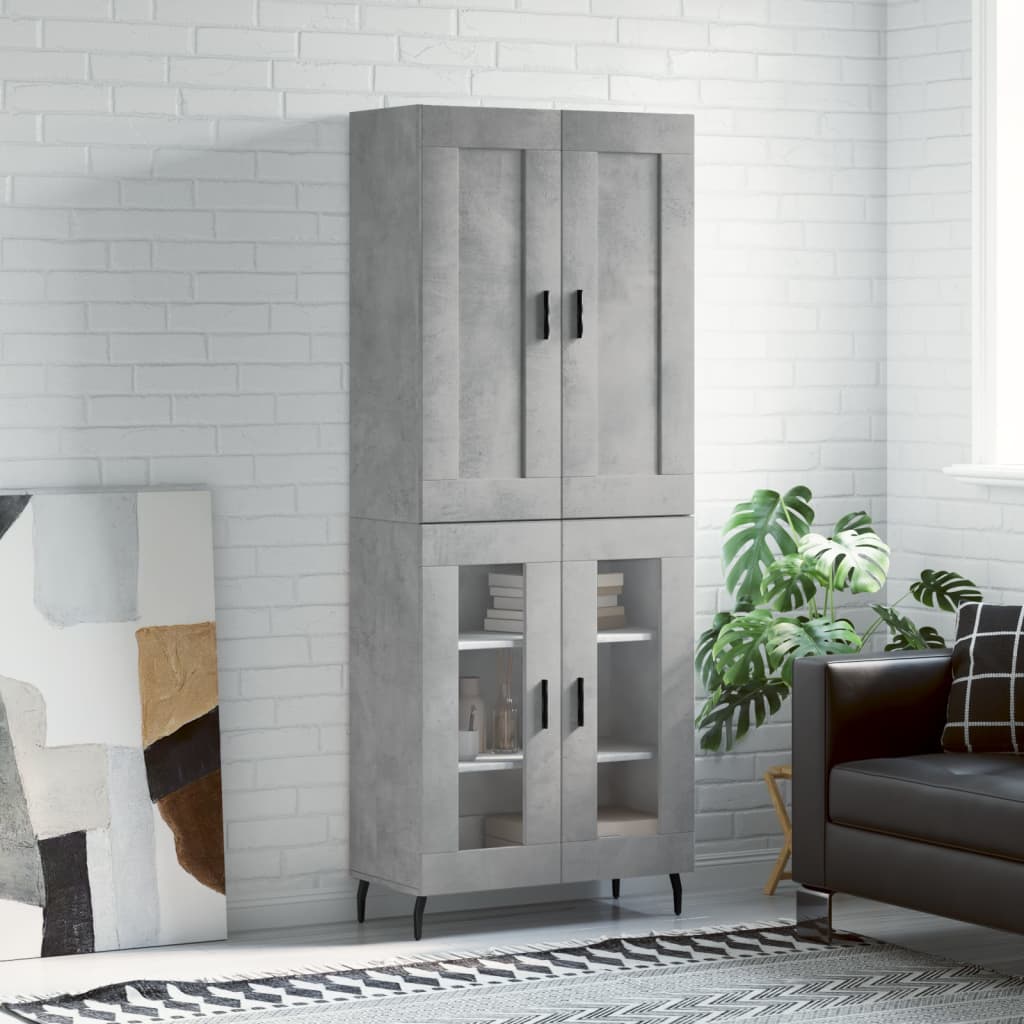 højskab 69,5x34x180 cm konstrueret træ betongrå