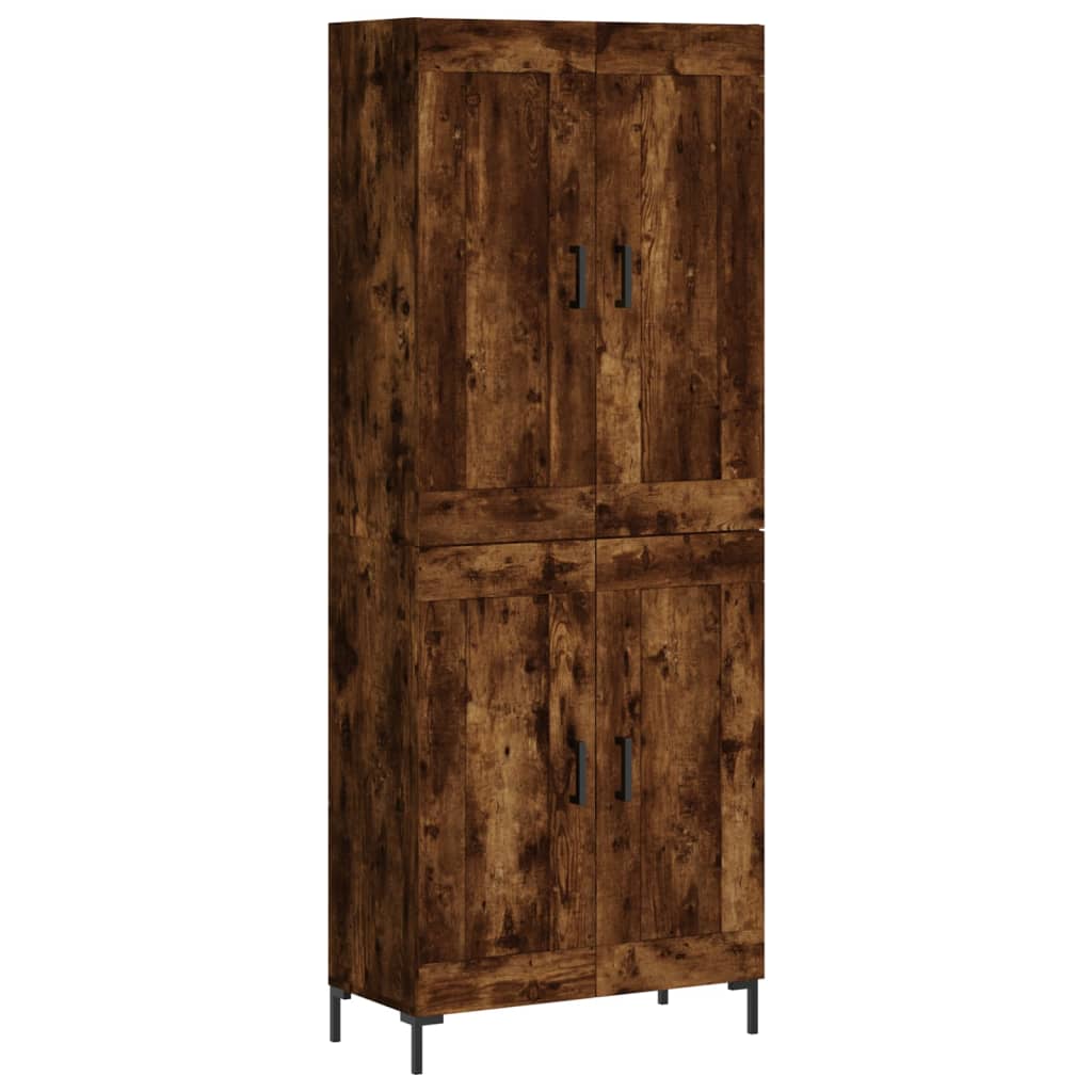 højskab 69,5x34x180 cm konstrueret træ røget egetræsfarve